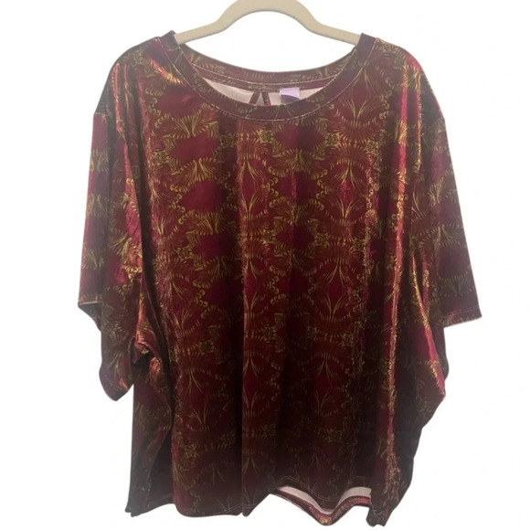 Savage by Fenty PJ Lounge Velour Velvet Sleep Top Red Size 4X - Picture 1 of 9